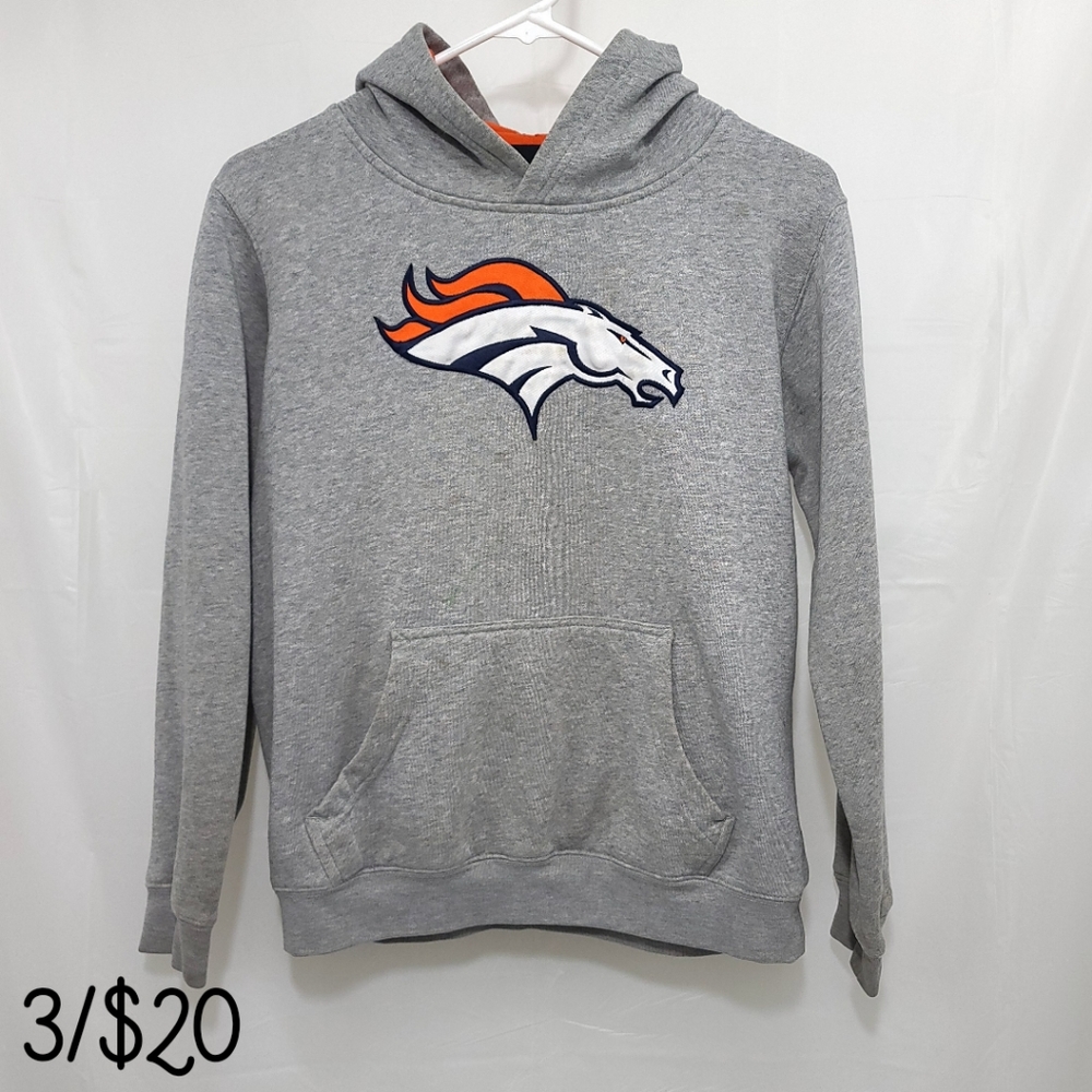 NFL Denver Broncos Youth Gray Pullover Hoodie Jacket
